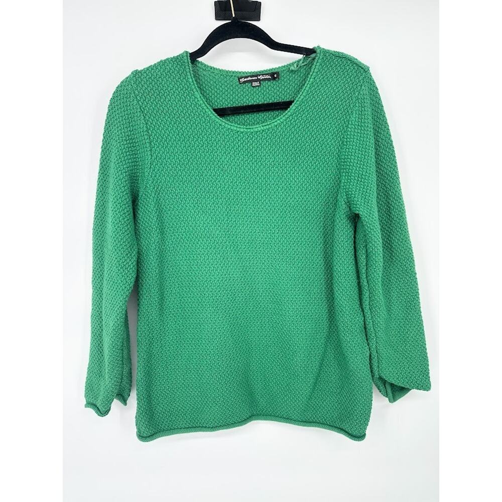 Gudrun Sjoden Green Sweater Pullover Organic Cotton Womens Size Small Textured